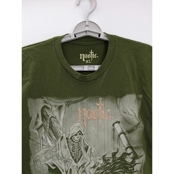 Nostic Grim Reaper Men Size XL Graphic Tee Gothic Skeleton Streetwear Grunge Y2K - Picture 3 of 9